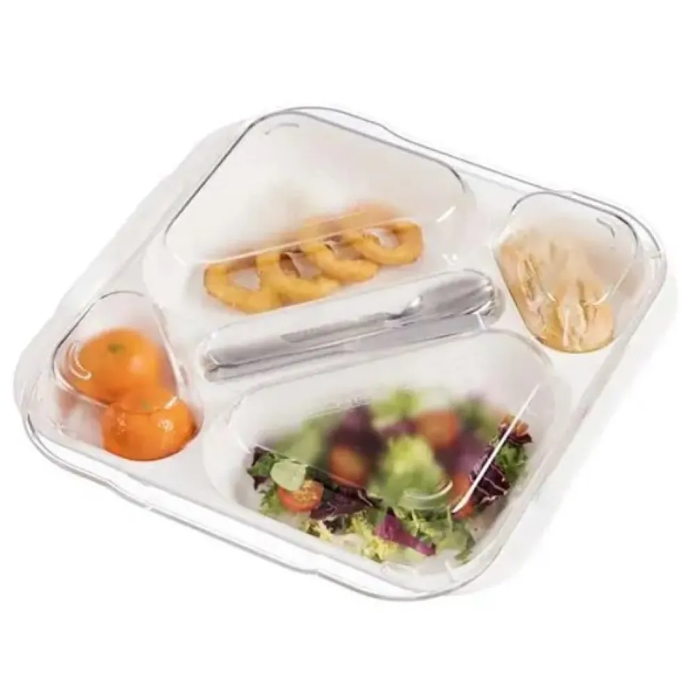 Couvercle transparent pour plateau à 5 compartiments