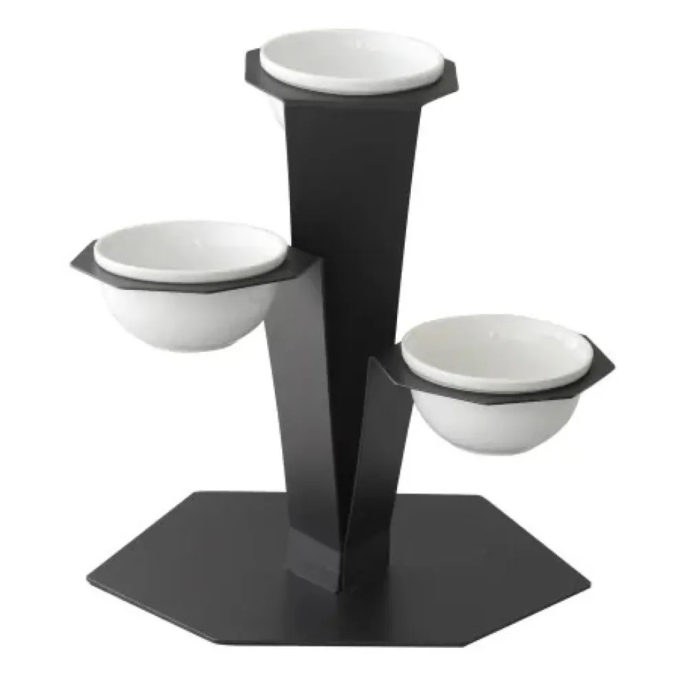 X3 Porcelāna Bļodu Statīvs - Bāra Elegance