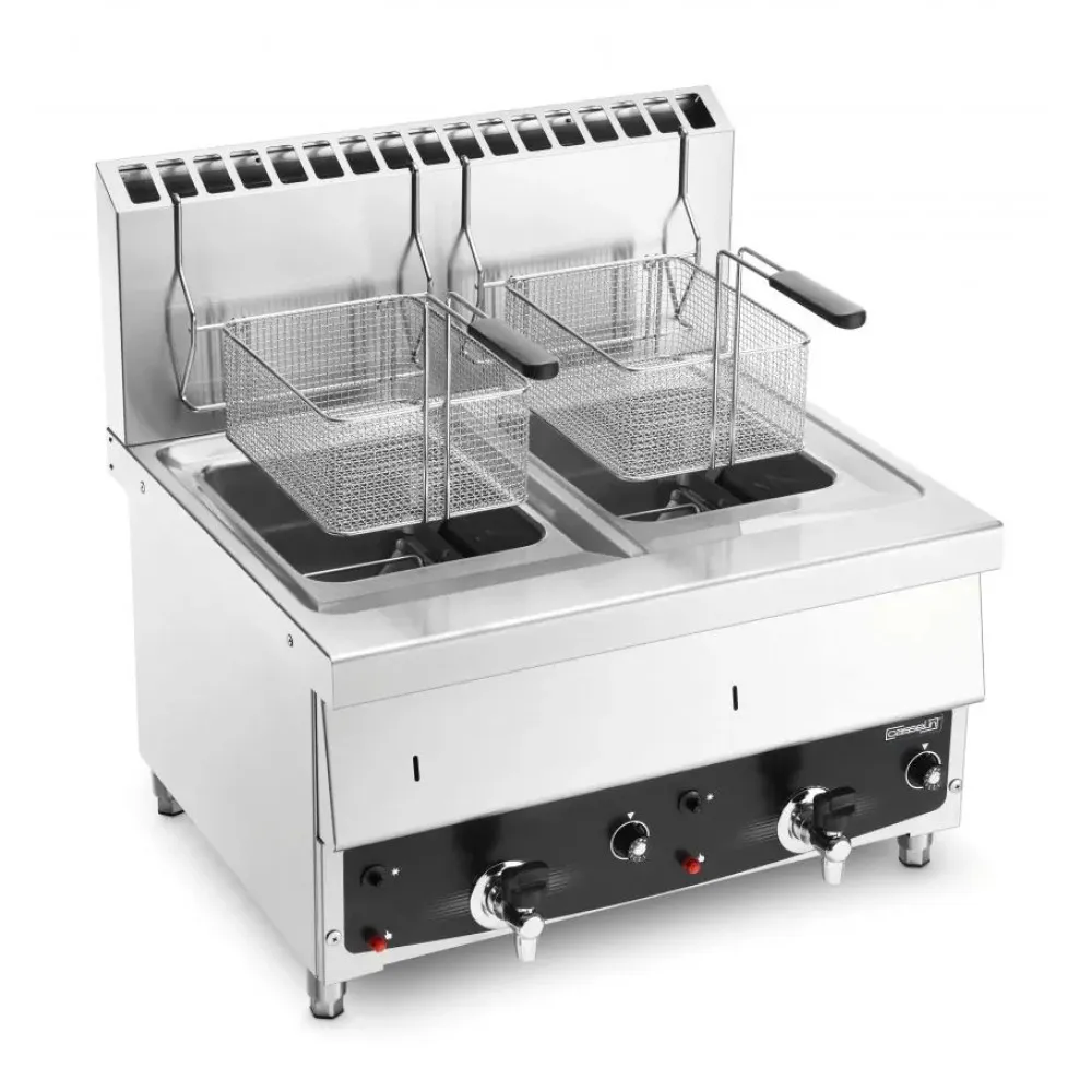 Heavy-Duty Gas Fryer with Dual Drain Tap