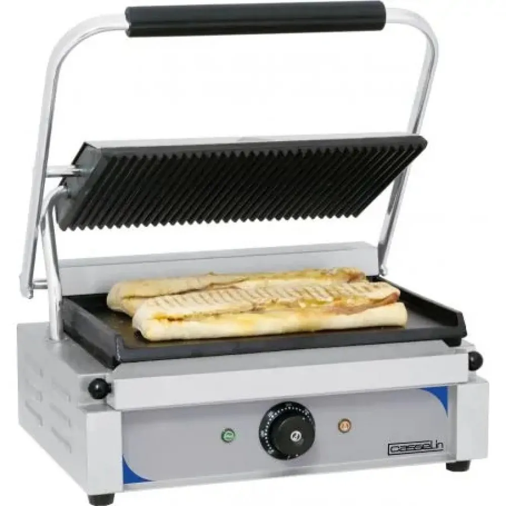Grill Panini Électrique à Plaques Rainurées et Lisses Grill Panini Électrique à Plaques Rainurées et Lisses