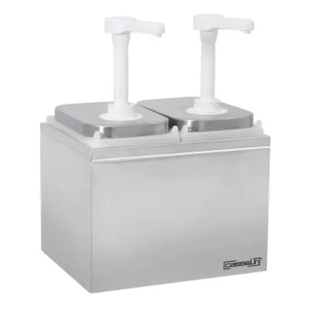 Distributeur à sauces inox avec double pompe 2 x 2L