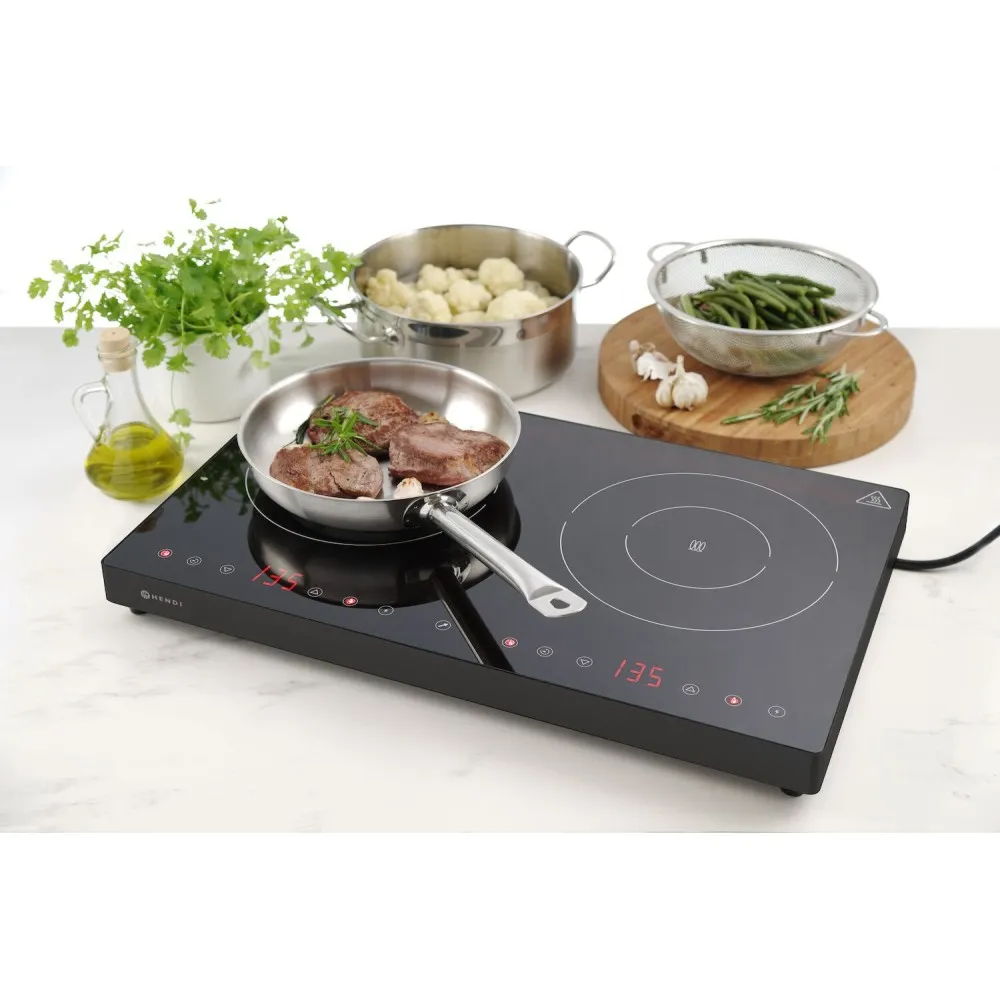 Dviguba indukcinė viryklė 3.5 kW su moderniu dizainu Dviguba indukcinė viryklė 3.5 kW su moderniu dizainu