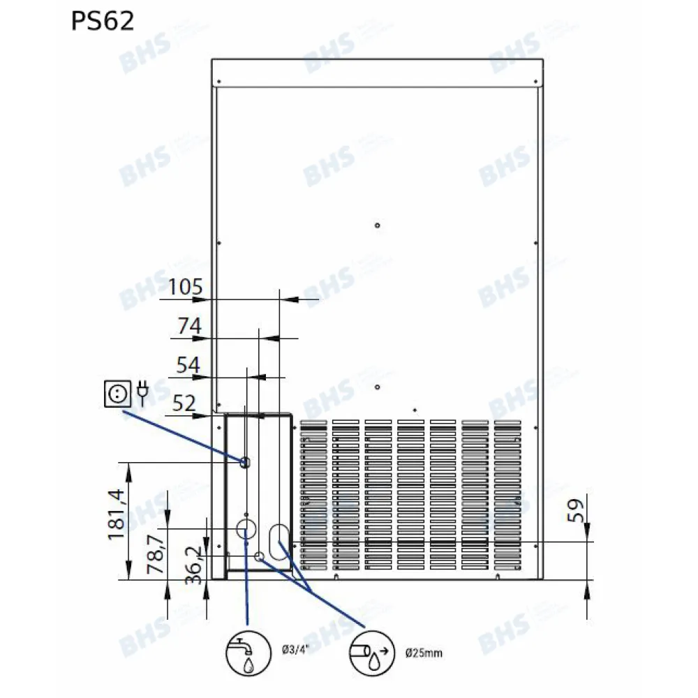 Machine à Glaçons PS62 - Capacité de 60kg/24h