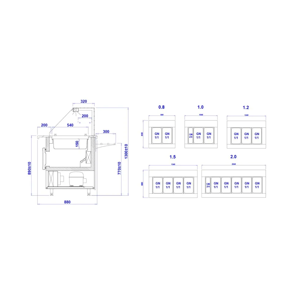 Premium Salad Display Bar 1240mm by GASTROLINE