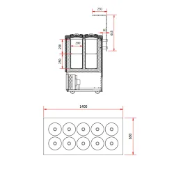 Ice-cream dispenser GELATO 2 1400 mm