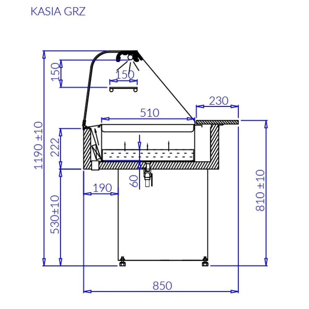 KASIA GRZ 1300mm Hot Food Showcase for Optimal Serving
