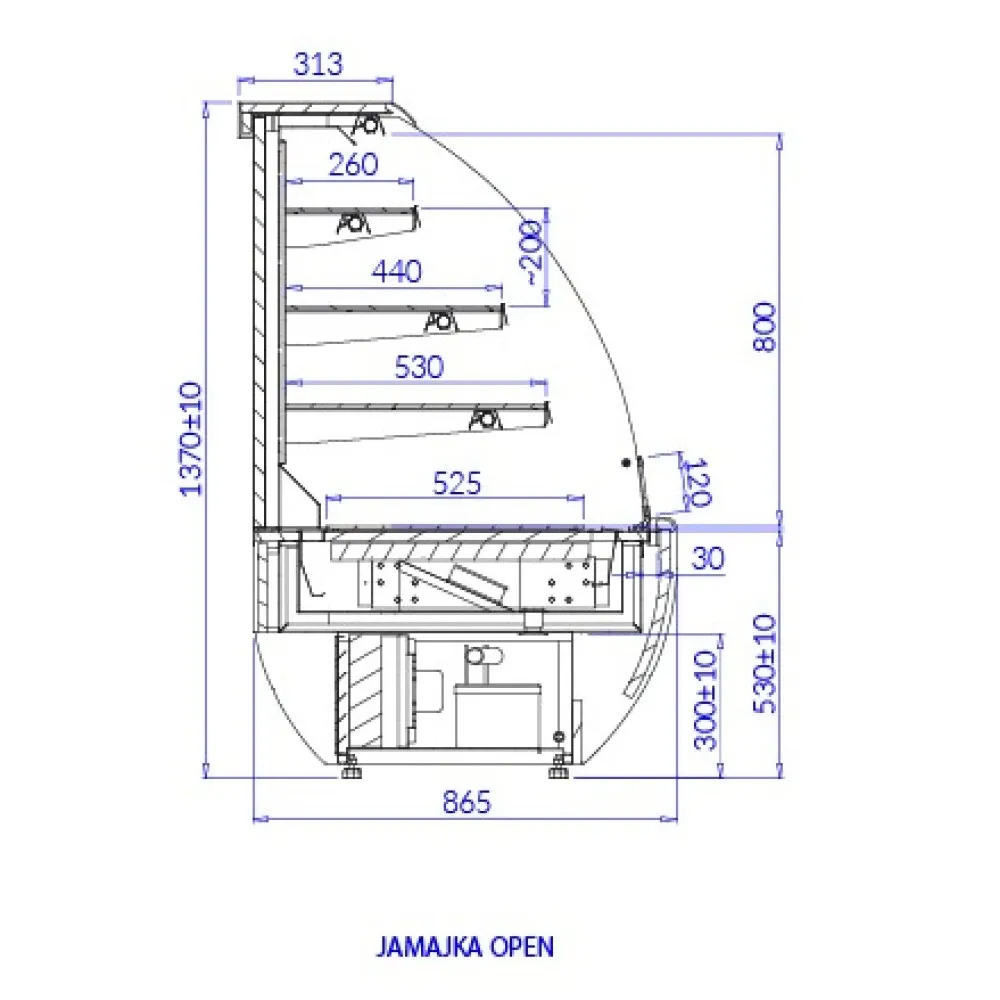 JAMAIKA Open 700 mm konditorejas vitrīna JAMAIKA Open 700 mm konditorejas vitrīna