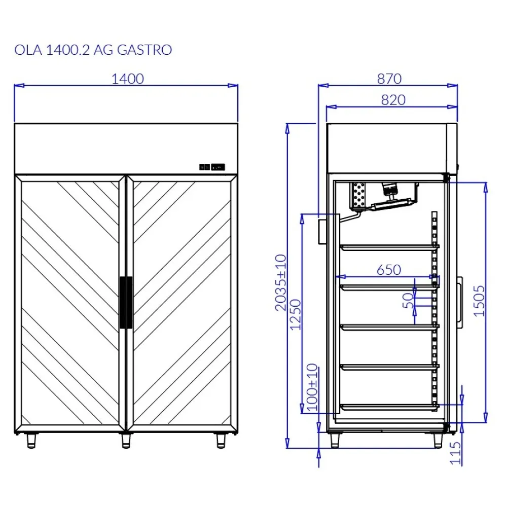 Moderns OLA2 AG-GASTRO ledusskapis