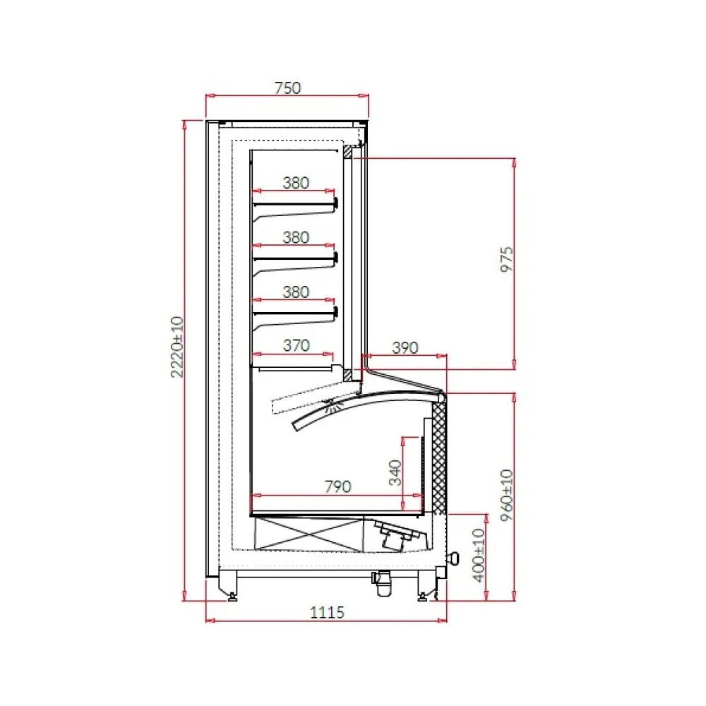 Profesionālā saldētava - vitrīna LEVEL H 3.75 REMOTE
