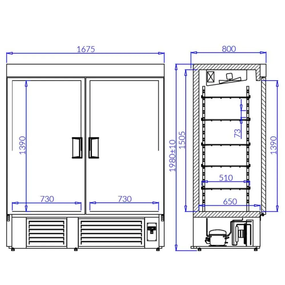 ALA P-M 1400-Liter Freezer for Professional Bars