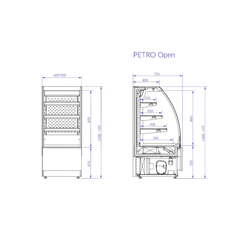 Витрина для кондитерских изделий PETRO OPEN 600 мм