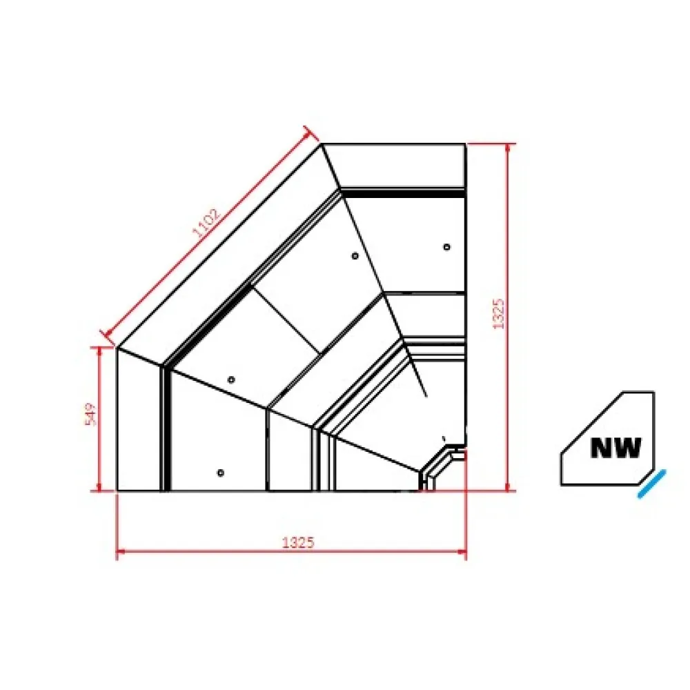 PROXIMA NW90 Külmvitriin - Sisemine nurk