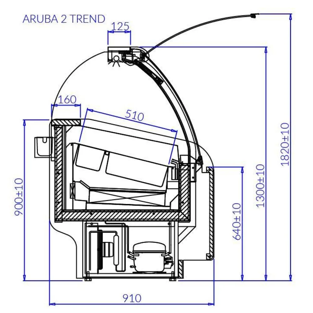 Vitrine à Glaces ARUBA 1070 mm