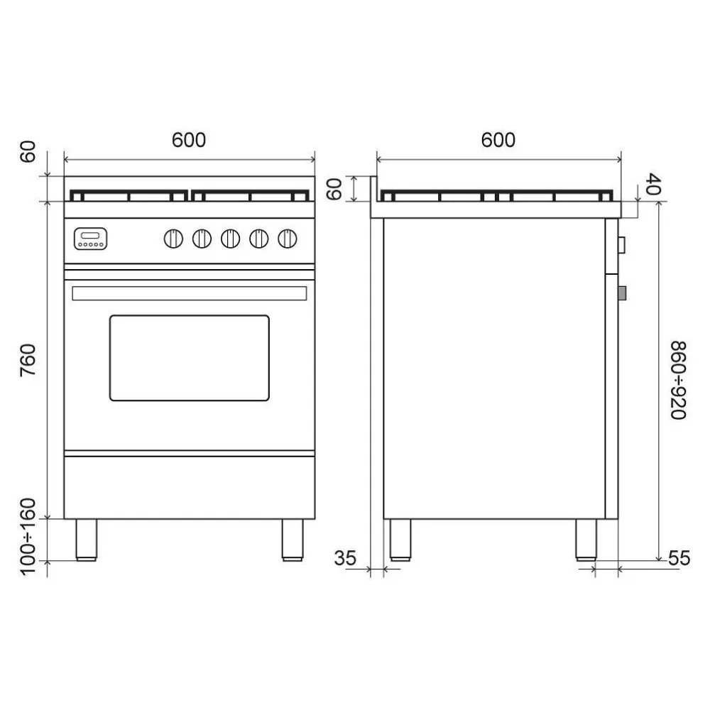 Pro Line 60 cm L06WM3 viryklė su orkaite