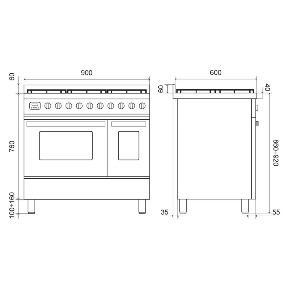 ILVE Pro Line 90 cm orkaite su indukcine virykle LDBI09WM3