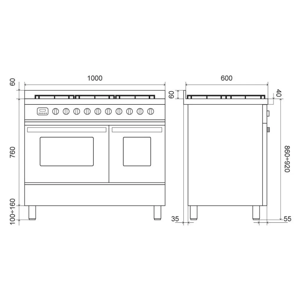 Плита с духовкой Pro Line LD106WM3 — 100 см для шеф-поваров