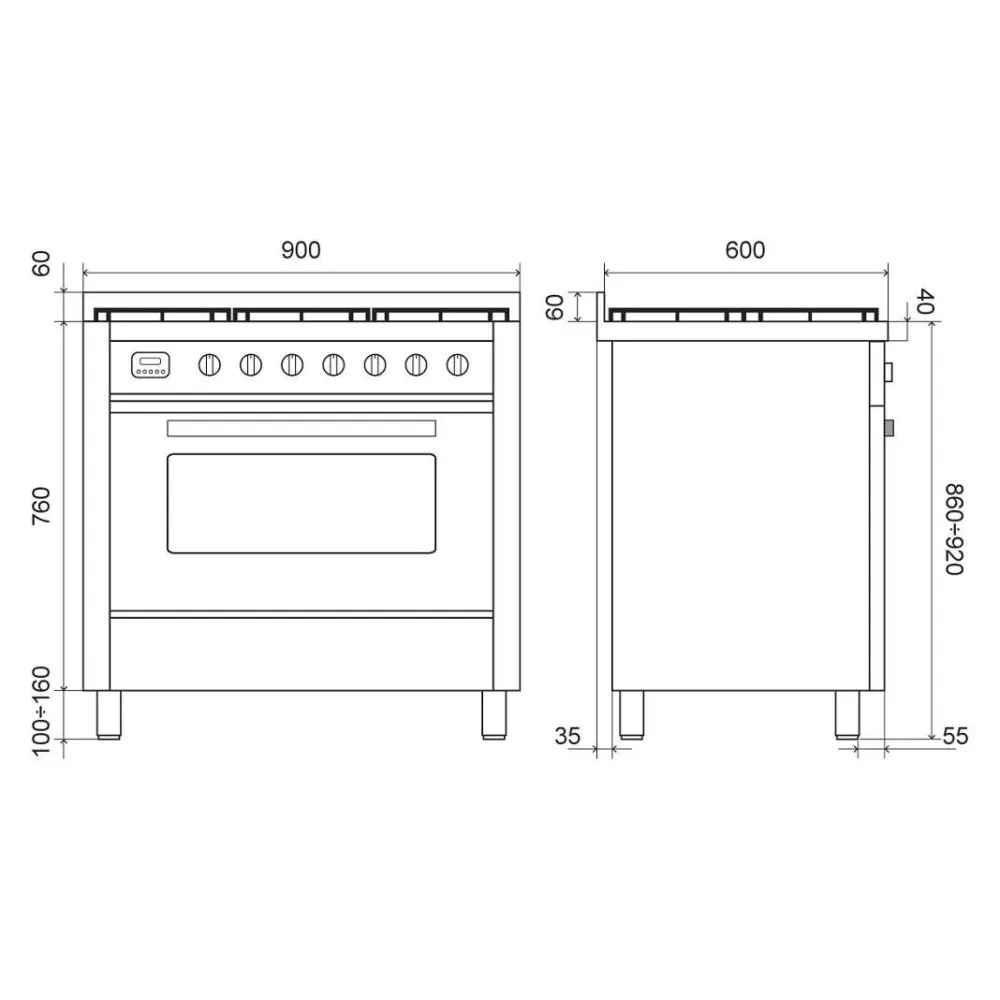 Cuisinière de luxe 90 cm L09-GRD/L09-MGD