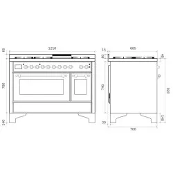 Ilve Majestic M12FIDNE3 120cm 4 degli+dubulta indukcijas zona+dubulta cepešzona