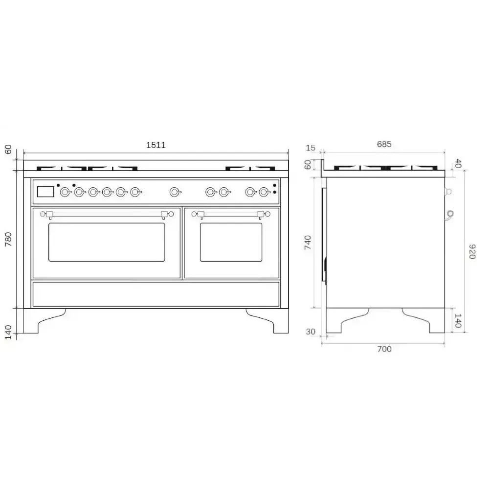Cuisinière Ilve Majestic M15FSDNE3 - Fusion de Design et d'Ingénierie