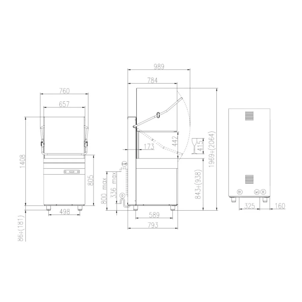 HK 1200 E Kupolinė indaplovė 500x500mm