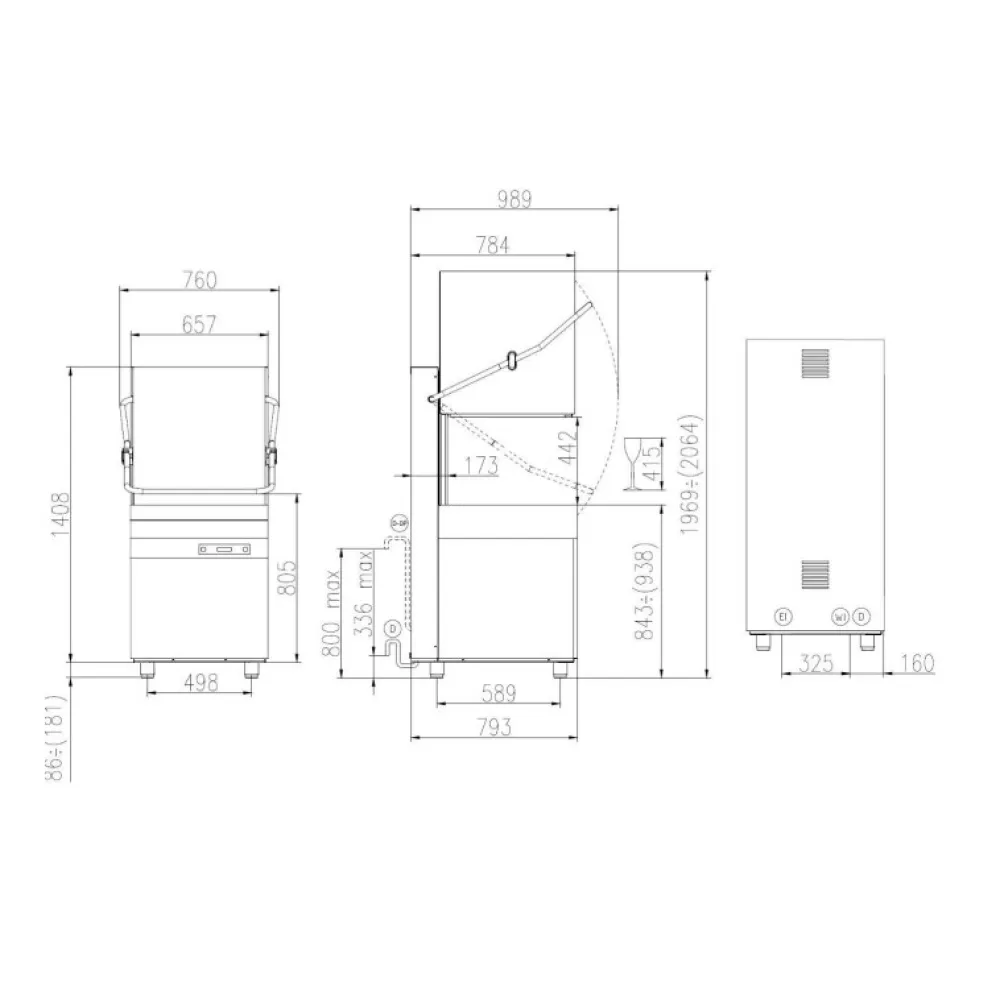 Kupola trauku mazgājamā mašīna HK 1200, 500x500mm Kupola trauku mazgājamā mašīna HK 1200, 500x500mm