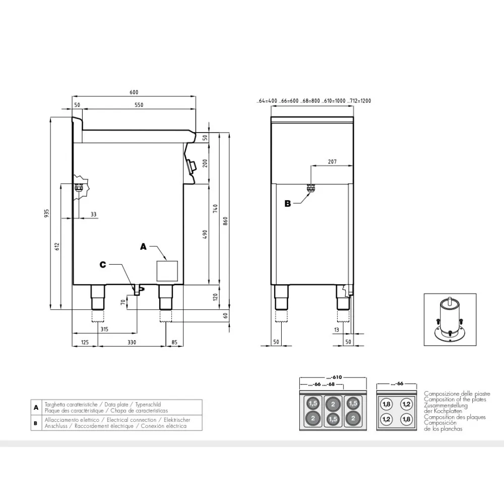 Heavy-Duty Electric Galley Stove with Oven Model CF6-610ETX