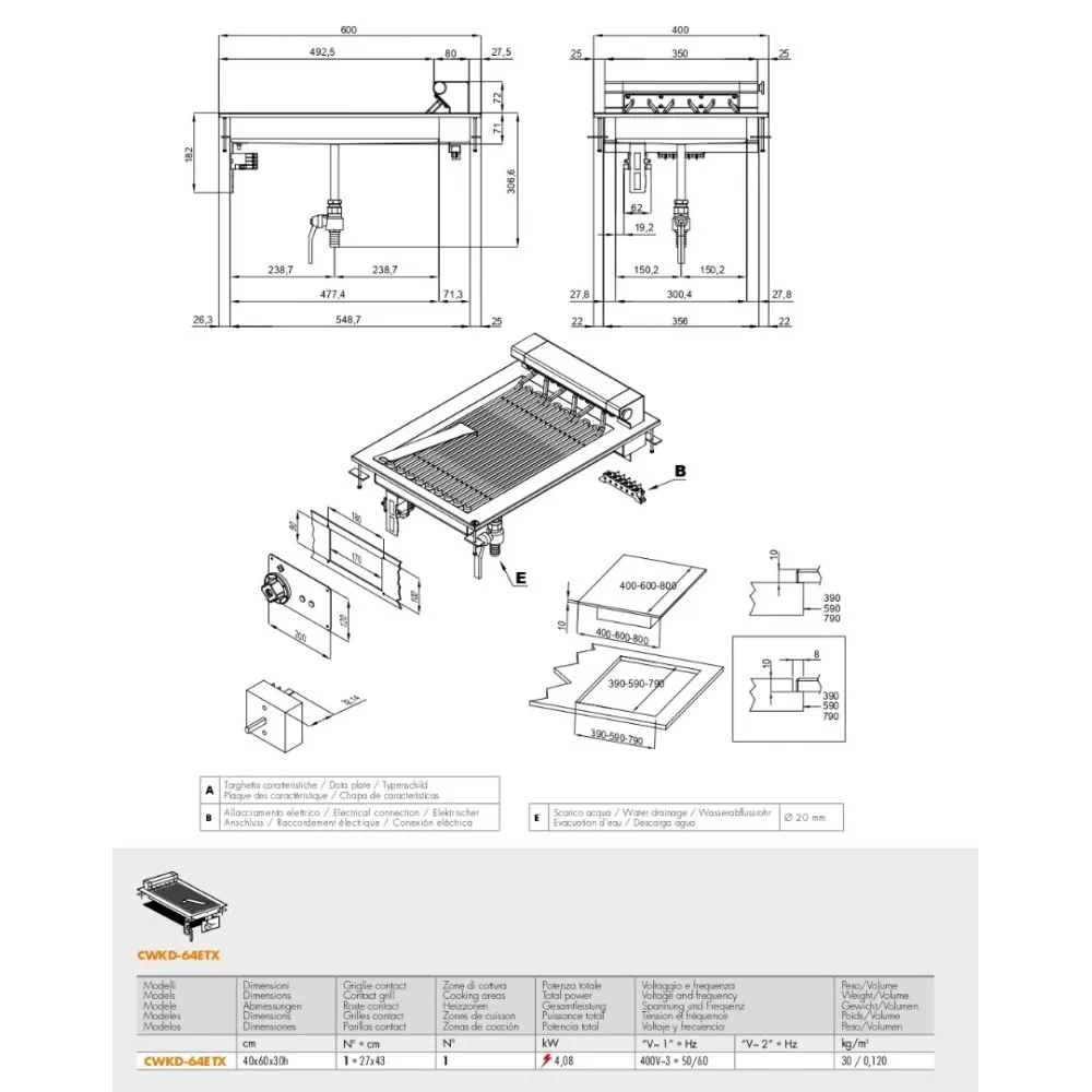 Gril Électrique Marine CWKD-64ETX en Acier Inoxydable