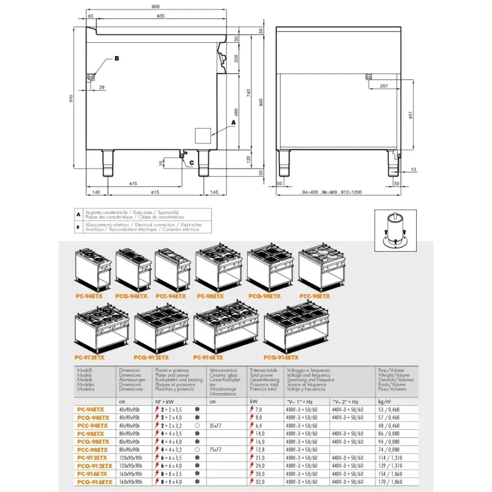 Professional Electric Marine Stove 90 PCC-98ETX