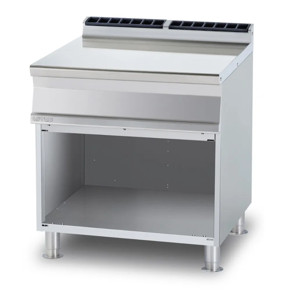 Comptoir de cuisine en inox PV-78X avec armoire ouverte