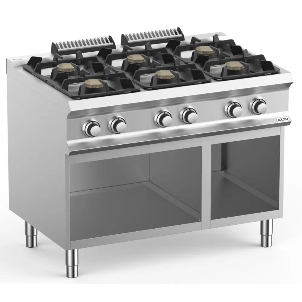 Cuisinière à gaz 6 brûleurs sur châssis ouvert DOMINA PRO 700 Cuisinière à gaz 6 brûleurs sur châssis ouvert DOMINA PRO 700