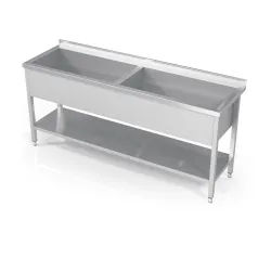 Stalas su dviem baseinais ir lentyna 1400