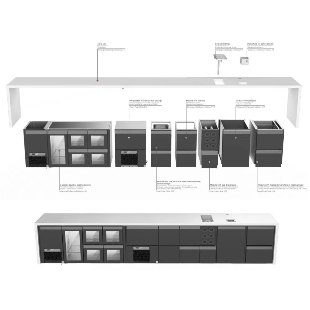 500 mm Cup Dispenser Module with Storage Drawer