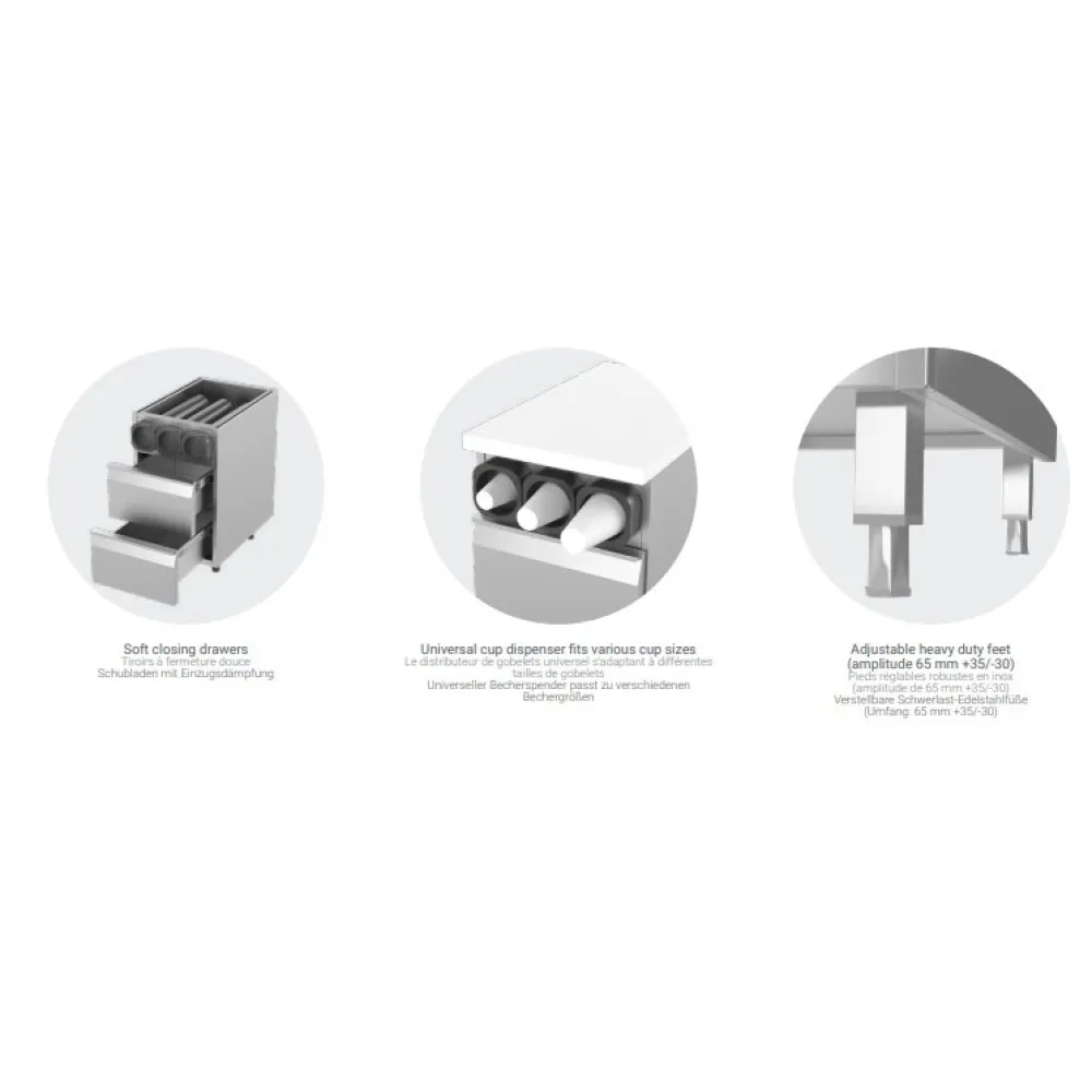 500 mm Cup Dispenser Module with Storage Drawer
