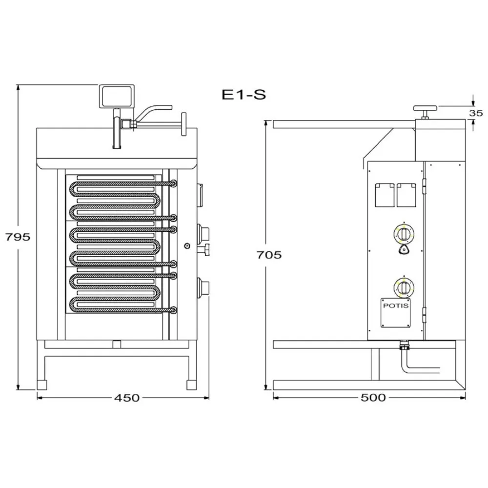 E1-S 15kg Elektriline Kebab-Grill