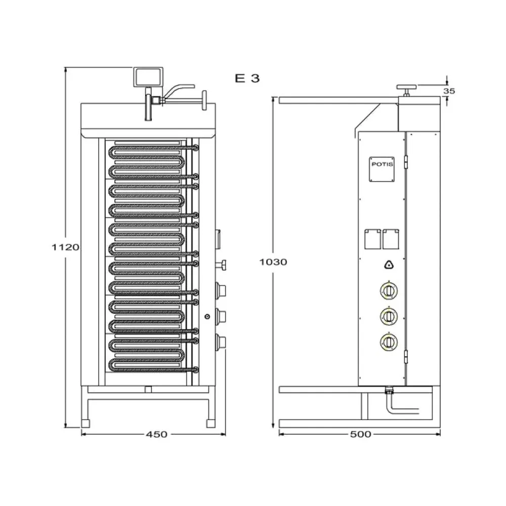E3-S 50kg elektriline gyros-grill