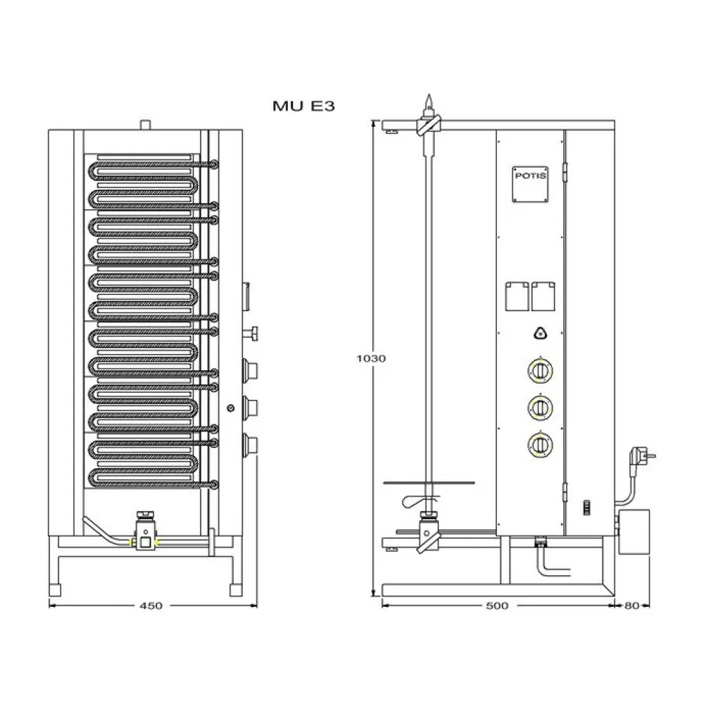 MU E3-S Elektriline Gyros Grill 50kg