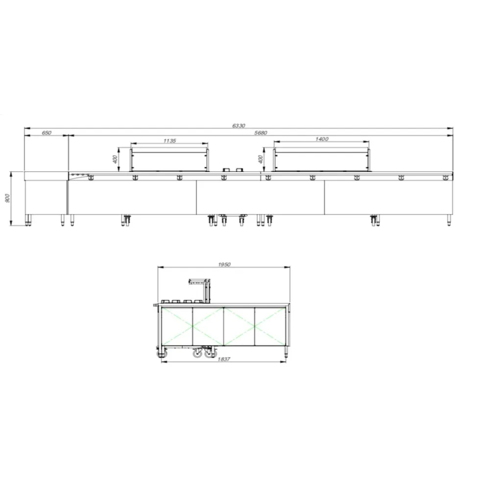 Stainless Steel Dining Line with Integrated Marmite