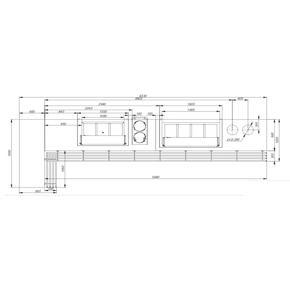Stainless Steel Dining Line with Integrated Marmite