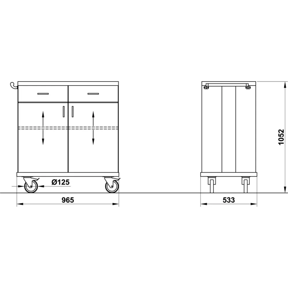 Premium Mobile Waiter Station - Alkor2CH B/R Premium Mobile Waiter Station - Alkor2CH B/R