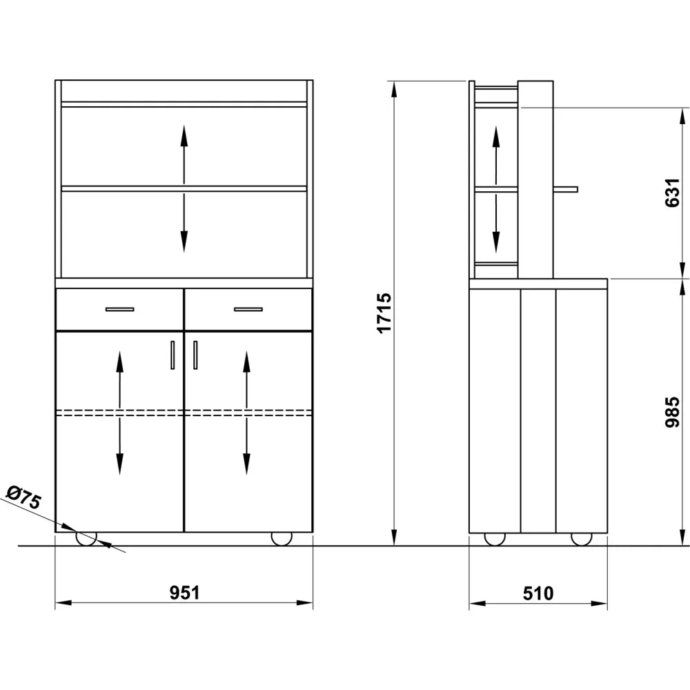 Mobile Waitstaff Station with Adjustable Shelf Mobile Waitstaff Station with Adjustable Shelf