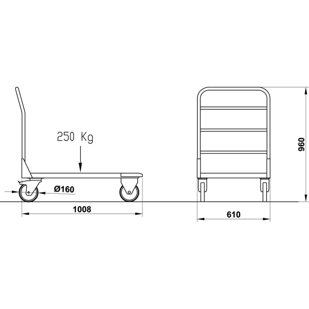 Chariot de Transport Bacco 100 - Acier Inoxydable AISI 304