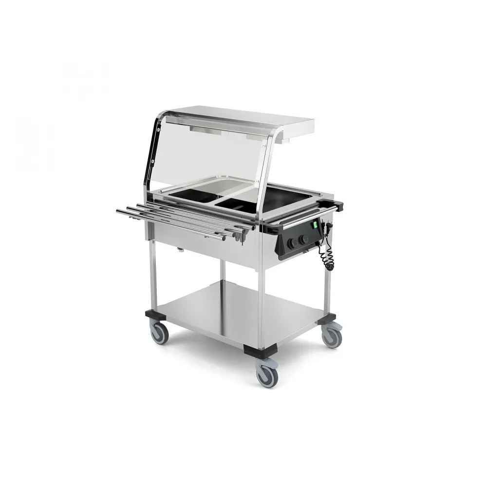 Chariot Bain-Marie avec Éclairage Halogène 2 GN