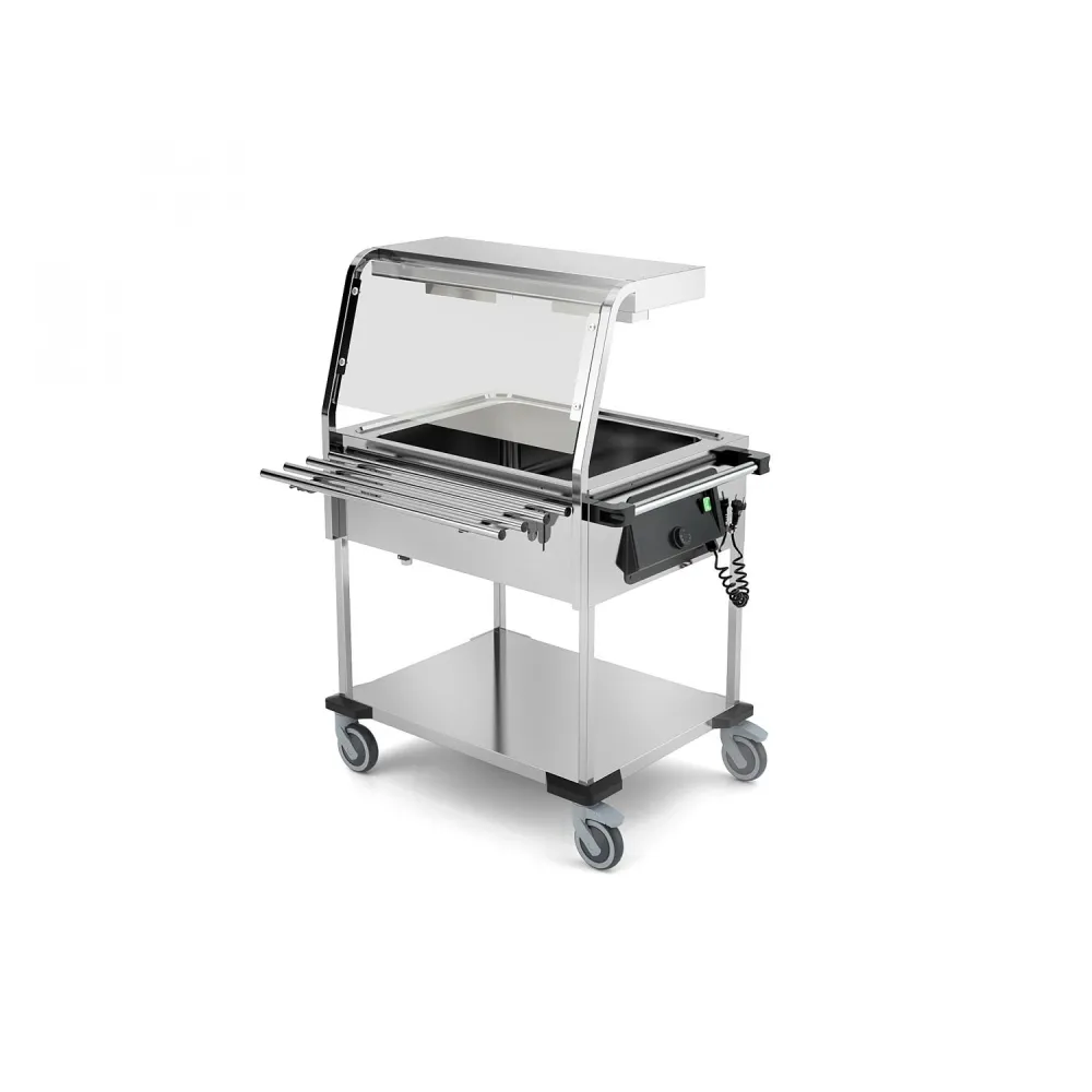 Chariot Bain-Marie avec Lampes Halogènes 2 GN