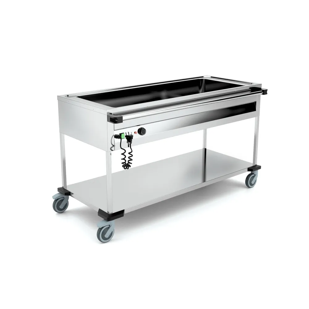 Heavy-Duty Stainless Steel Bain Marie Trolley with Front Controls