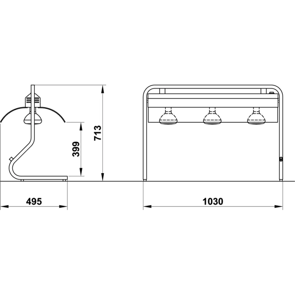 Support Chauffant Infrarouge avec 3 Lampes