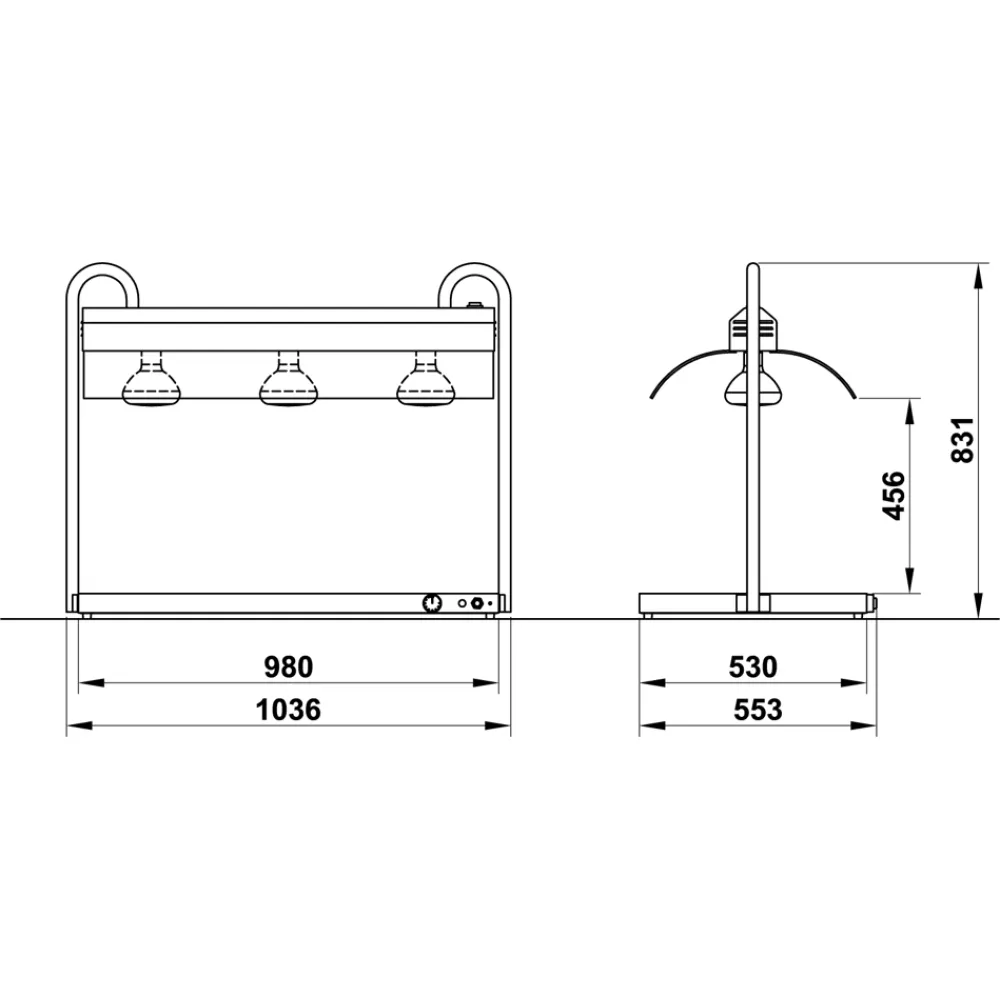 Vitrine de service avec lampe infrarouge VULCANO 3/1
