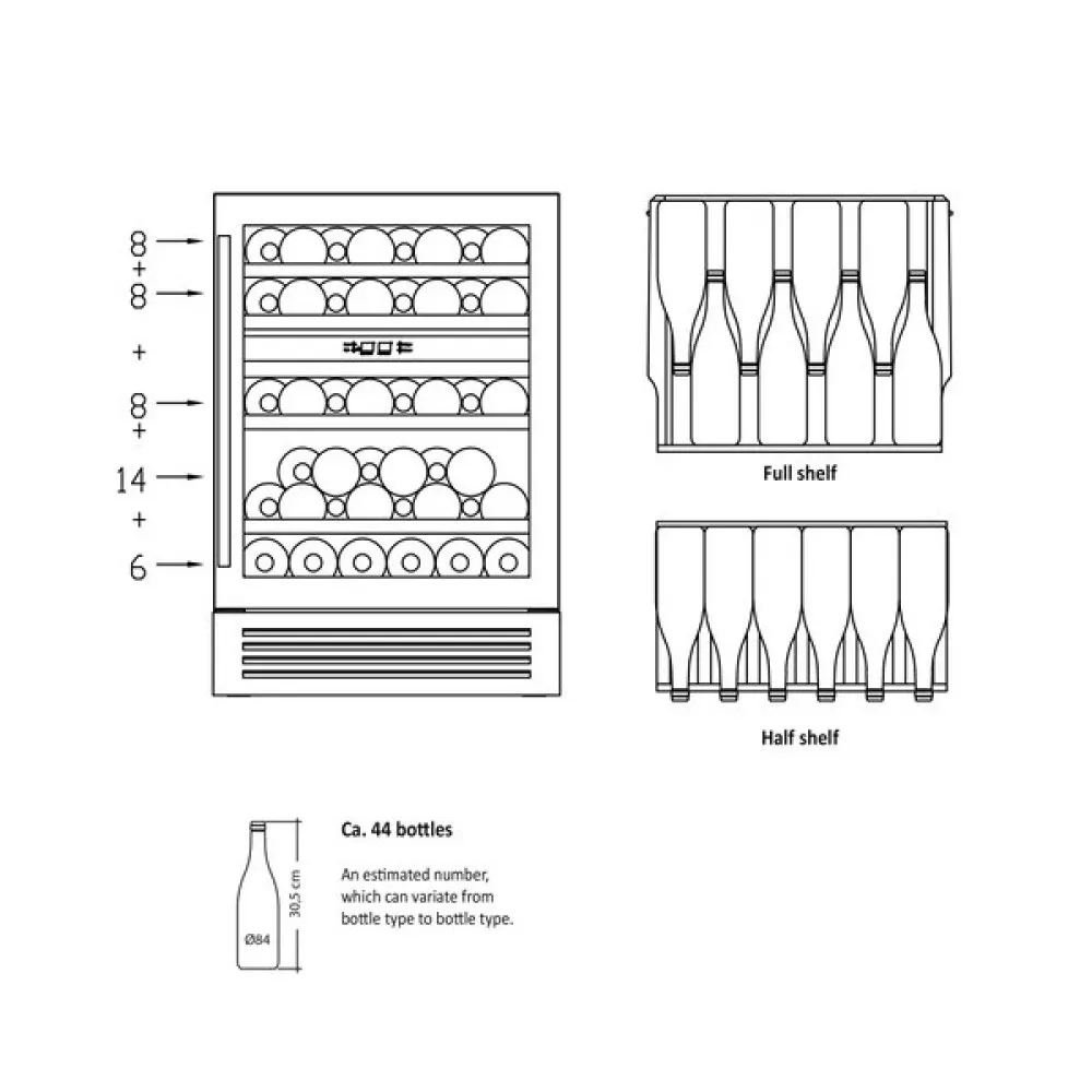 Elegant Wine Cooler SV 85 B with Dual Temperature Zones