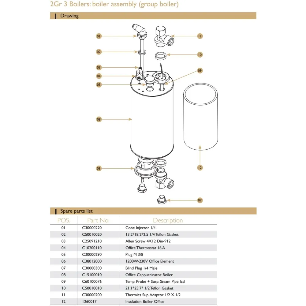 Detailed Technical Blueprint for ExpoBar Carat Coffee Machine Components