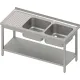 Versatile Steel Table with Dual Sinks