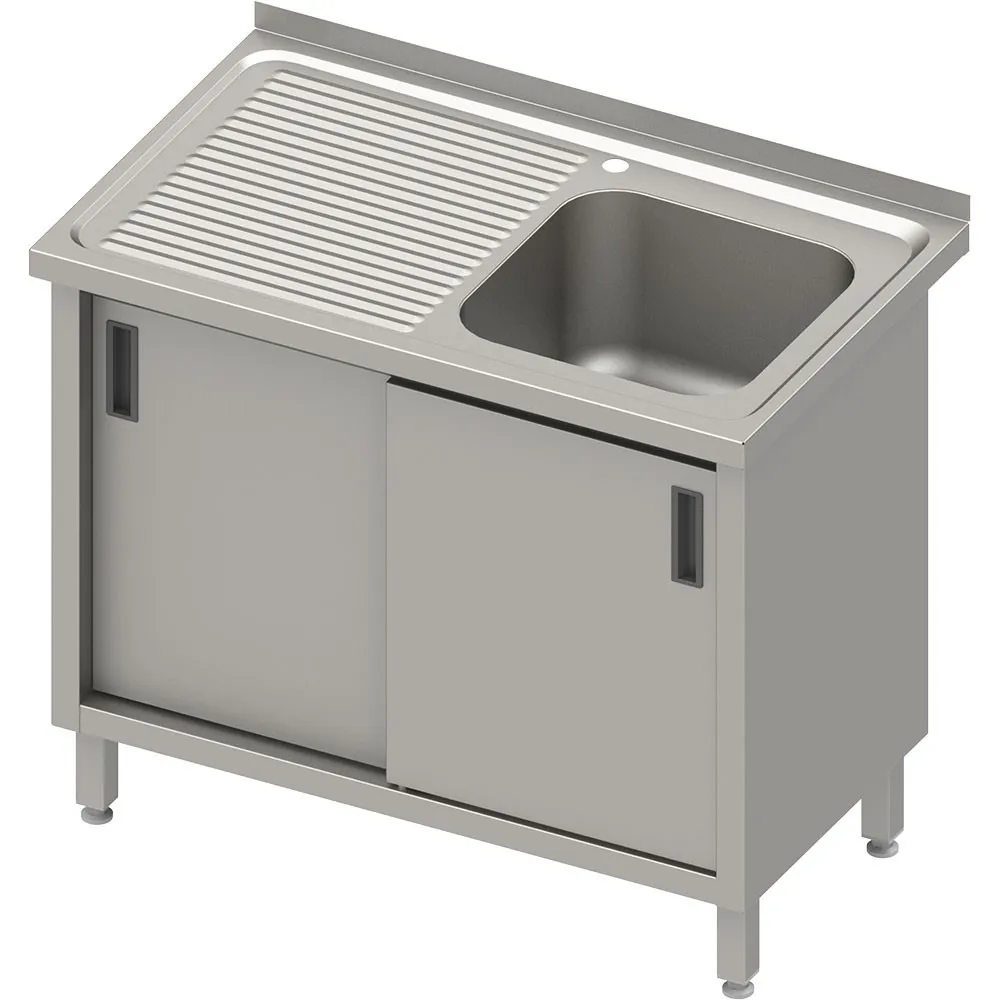 Functional Metal Workbench with Integrated Sink and Sliding Storage